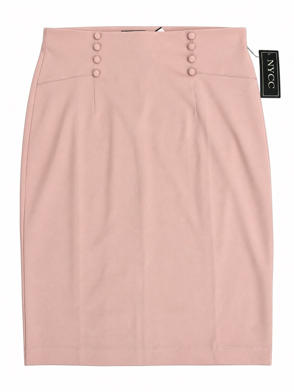 NYC Dusty Rose Pencil Skirt with Covered Buttons